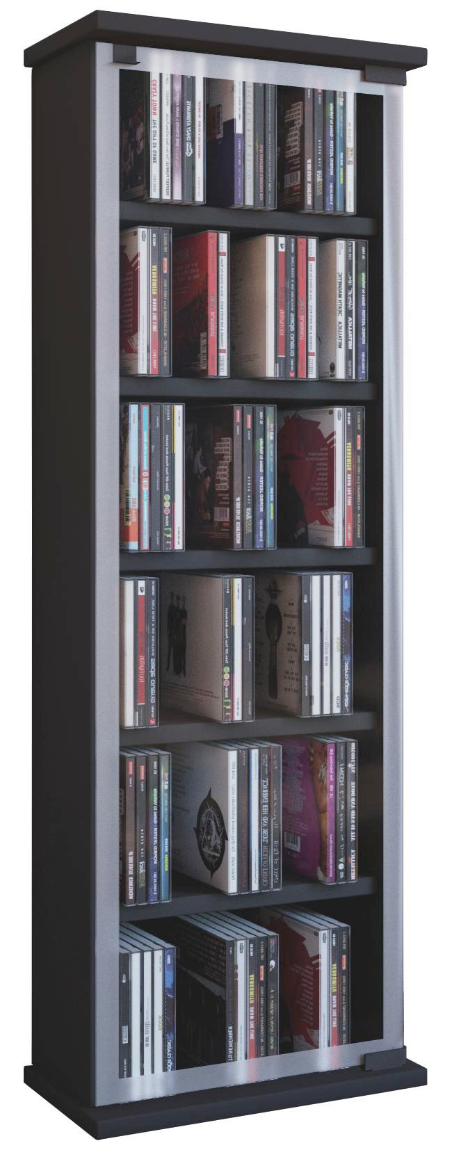 CD Regal mit Glastür für 150 CDs online ordern CD Regal in Schwarz online entdecken