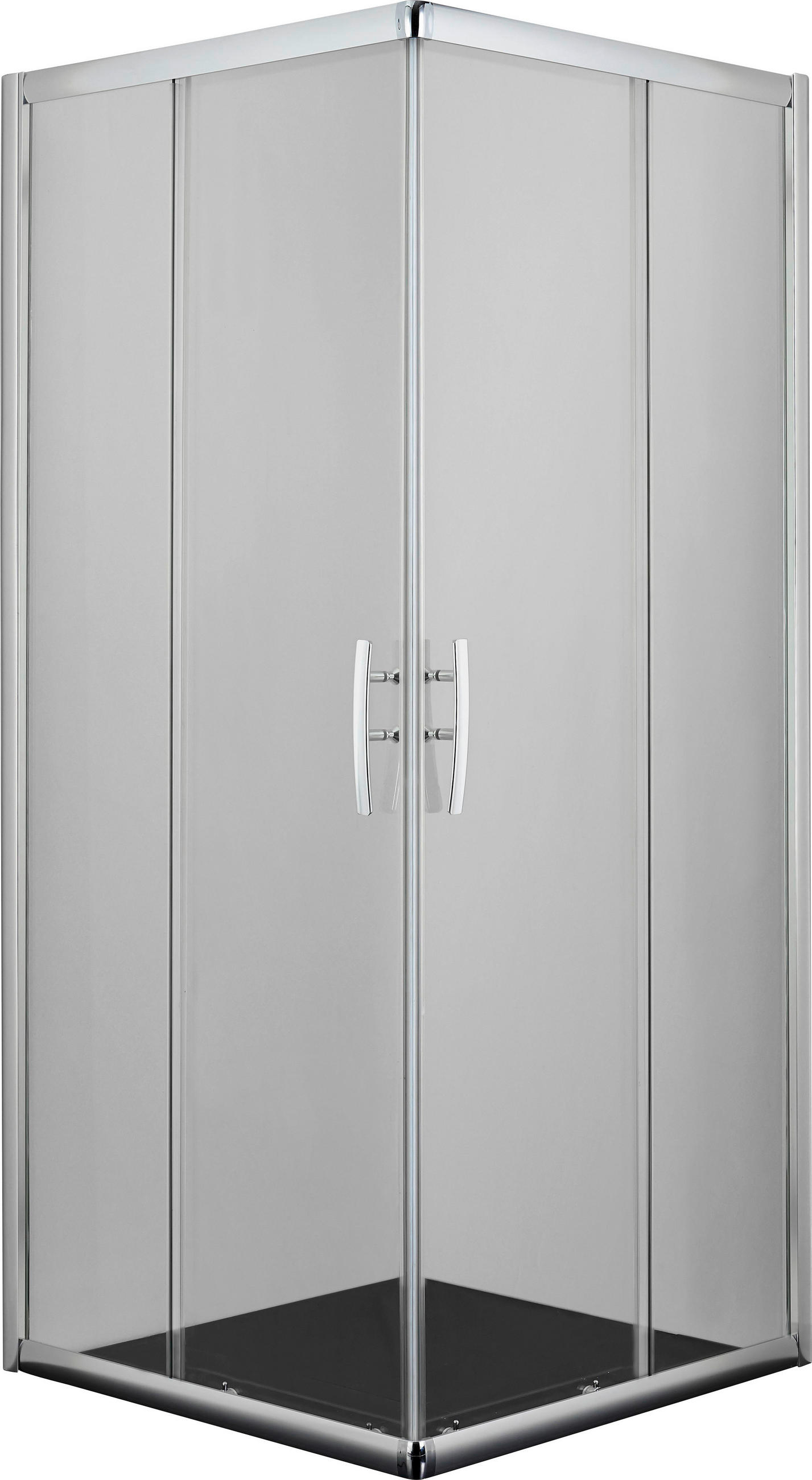 ECKEINSTIEG 90/200/90 cm  in Chromfarben  - Chromfarben, KONVENTIONELL, Glas/Metall (90/200/90cm)