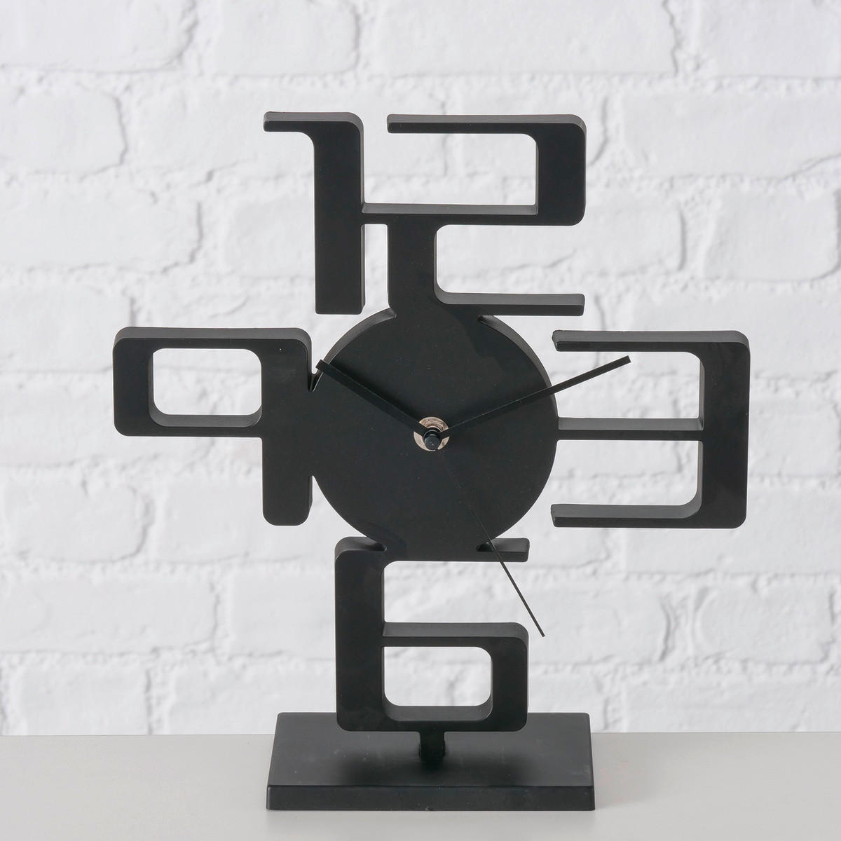 TISCHUHR  Schwarz  - Schwarz, Basics, Kunststoff (25/8/27cm) - Boltze Home