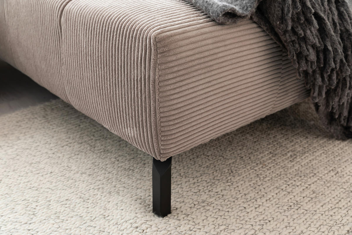 ECKSOFA in Cord Taupe  - Taupe/Schwarz, Design, Textil/Metall (216/321cm) - Hom`in