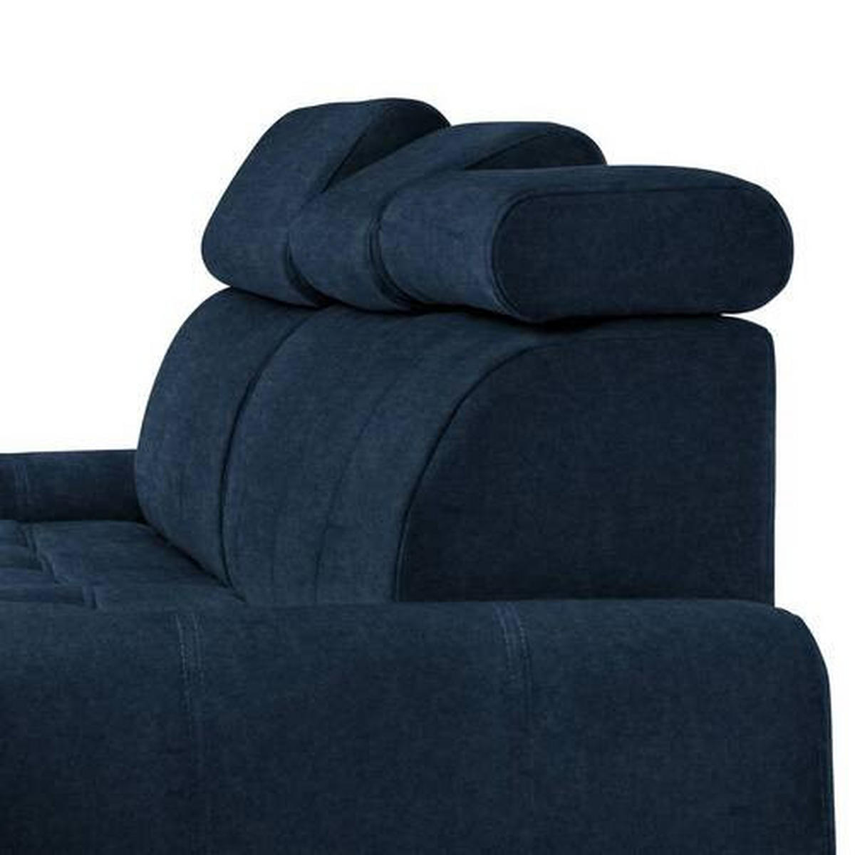 ECKSOFA in Velours Dunkelblau  - Chromfarben/Dunkelblau, Design, Kunststoff/Textil (173/276cm) - Stylife