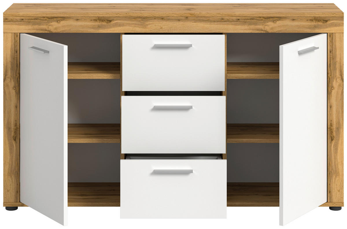 SIDEBOARD JAM  in 125/80/35 cm  - Silberfarben/Eiche Wotan, Design, Holzwerkstoff/Kunststoff (125/80/35cm) - MID.YOU