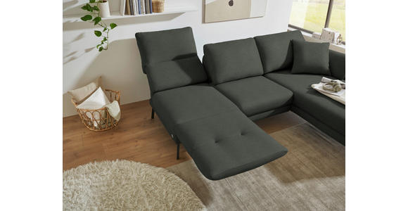 ECKSOFA  in Flachgewebe Grün Armteilverstellung, Relaxfunktion, Drehsitzfunktion  255-365/175-224 cm  - Schwarz/Grün, Design, Textil/Metall (255-365/175-224cm) - Dieter Knoll