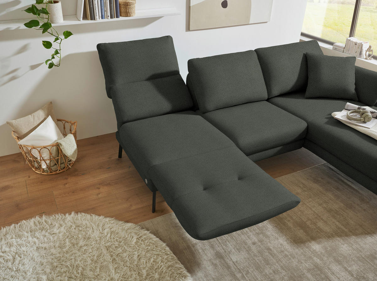 ECKSOFA  in Flachgewebe Grün  255-365/175-224 cm  - Schwarz/Grün, Design, Textil/Metall (255-365/175-224cm) - Dieter Knoll