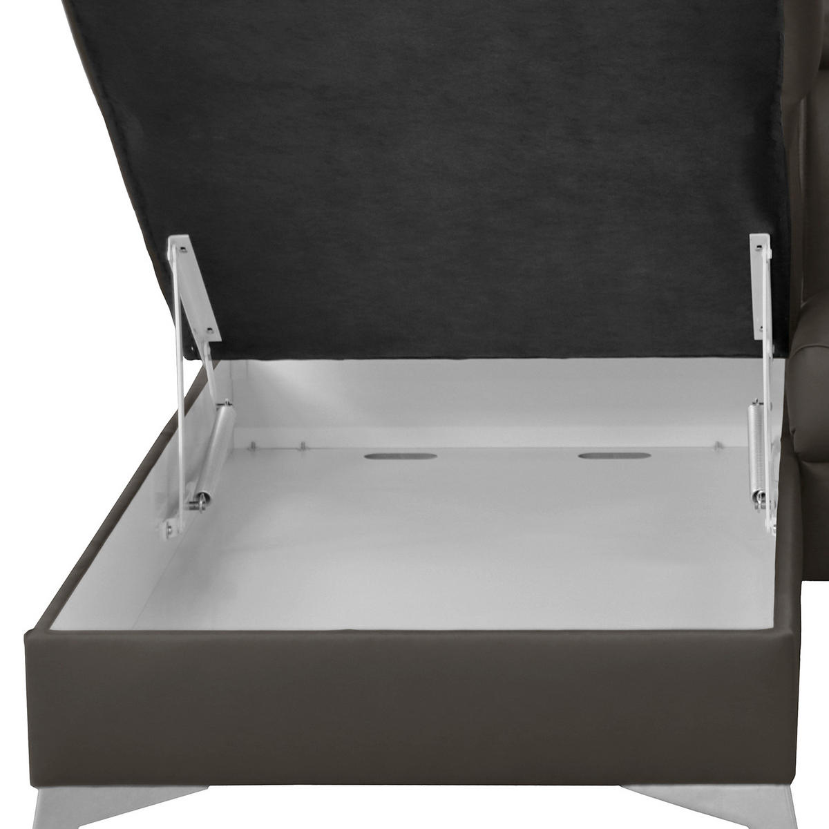 ECKSOFA Dunkelbraun Echtleder Lederlook  - Chromfarben/Dunkelbraun, Design, Leder/Textil (197/257cm) - Livetastic