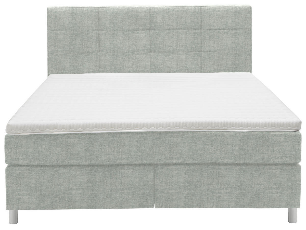 BOXSPRINGBETT 160/200 cm  in Hellgrau  - Chromfarben/Hellgrau, Konventionell, Kunststoff/Textil (160/200cm) - Voleo