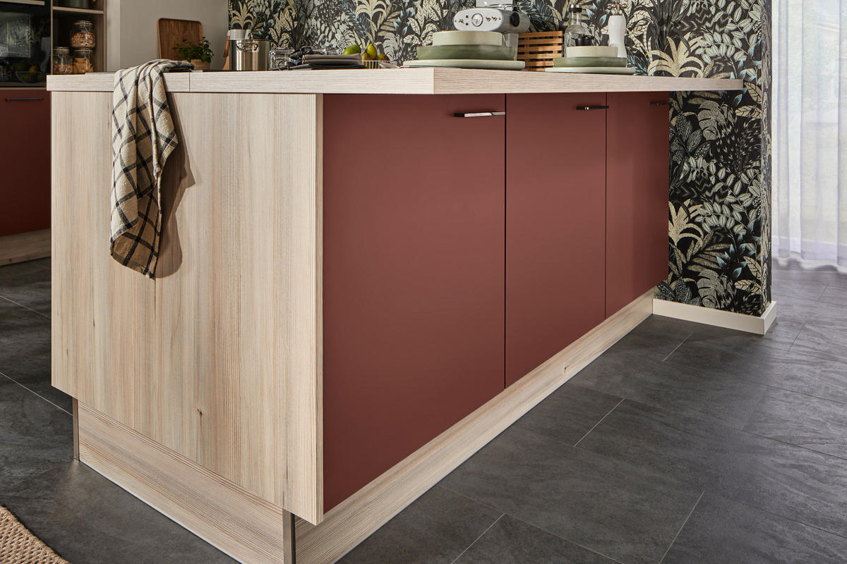 ECKKÜCHE  in Rot  - Rot/Schwarz, Design, Holzwerkstoff/Metall (192/280/150cm) - Xora