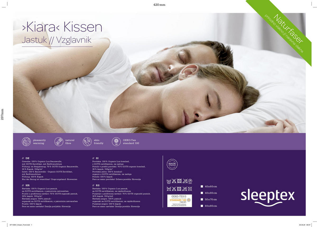 VZGLAVNIK KIARA 60/80 cm  - bež, Konvencionalno, tekstil (60/80cm) - Sleeptex