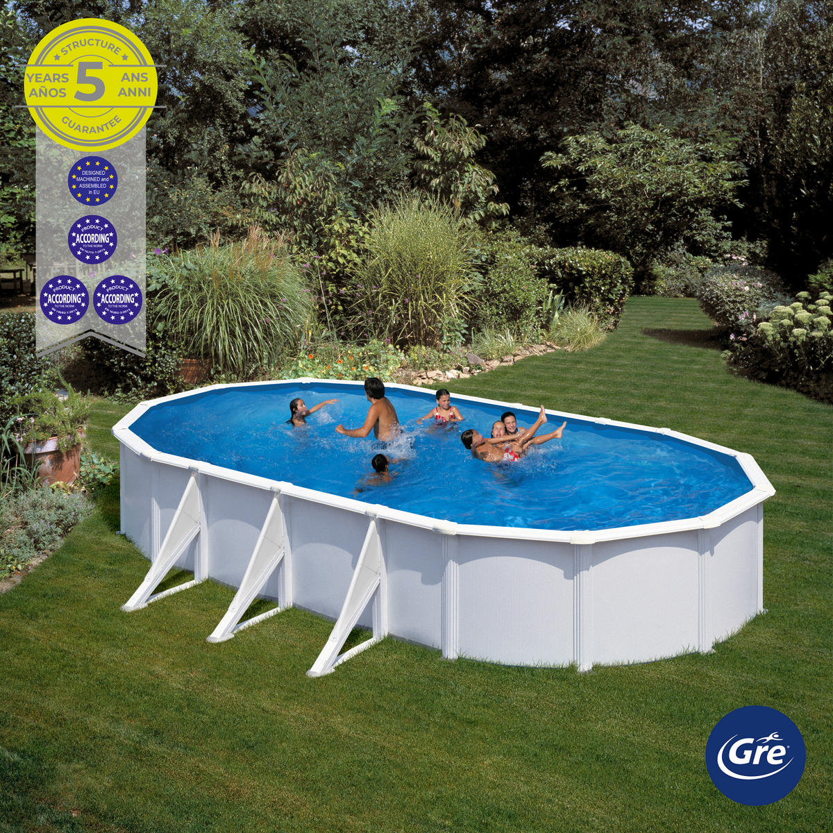 POOL-SET 2024 730/375/120 cm  - Weiß, KONVENTIONELL, Metall (730/375/120cm) - Gre