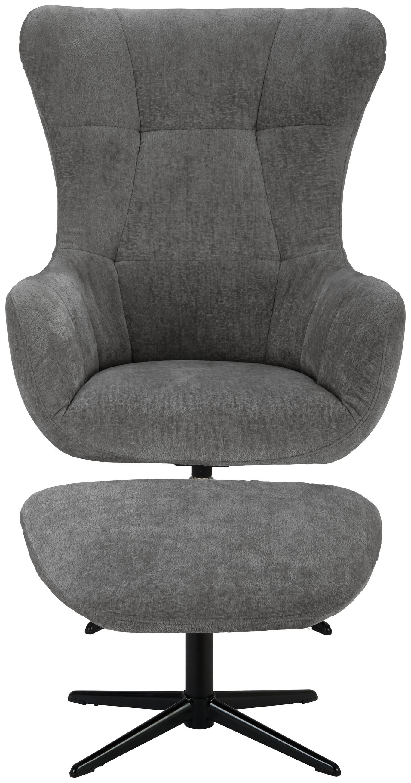RELAXSESSELSET Chenille Hocker    - Schwarz/Grau, Design, Textil/Metall (73/107/80cm) - Welnova