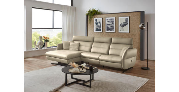 ECKSOFA in Echtleder Ecru  169/298 cm  - Ecru/Schwarz, Design, Leder/Metall (169/298cm) - Dieter Knoll
