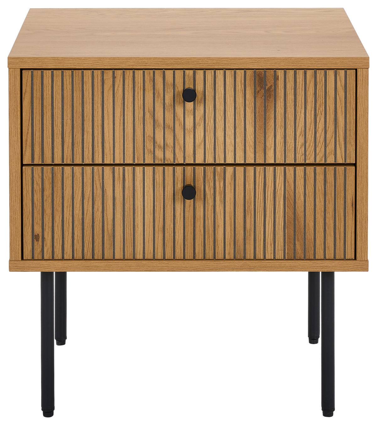 NOĆNI ORMARIĆ crna, boje hrasta   - boje hrasta/crna, Design, drvni materijal/metal (50/50/40cm) - Carryhome
