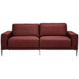 2,5-SITZER  in Echtleder Bordeaux   - Bordeaux/Schwarz, Design, Leder/Metall (200/102/92cm) - Johann Jakob