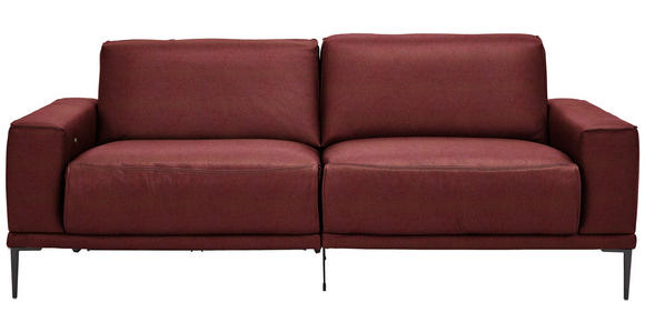 2,5-SITZER  in Echtleder Bordeaux   - Bordeaux/Schwarz, Design, Leder/Metall (200/102/92cm) - Johann Jakob