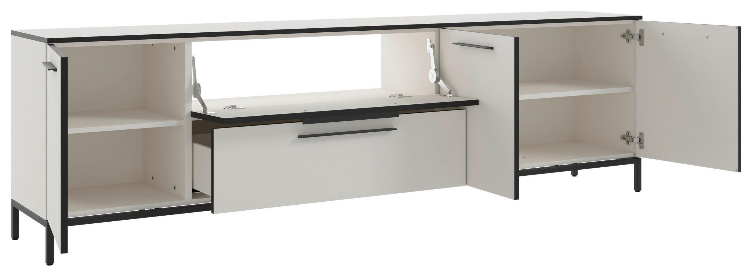 LOWBOARD Soul  in 225/66/40 cm  - Schwarz/Weiß, MODERN, Holzwerkstoff/Metall (225/66/40cm)