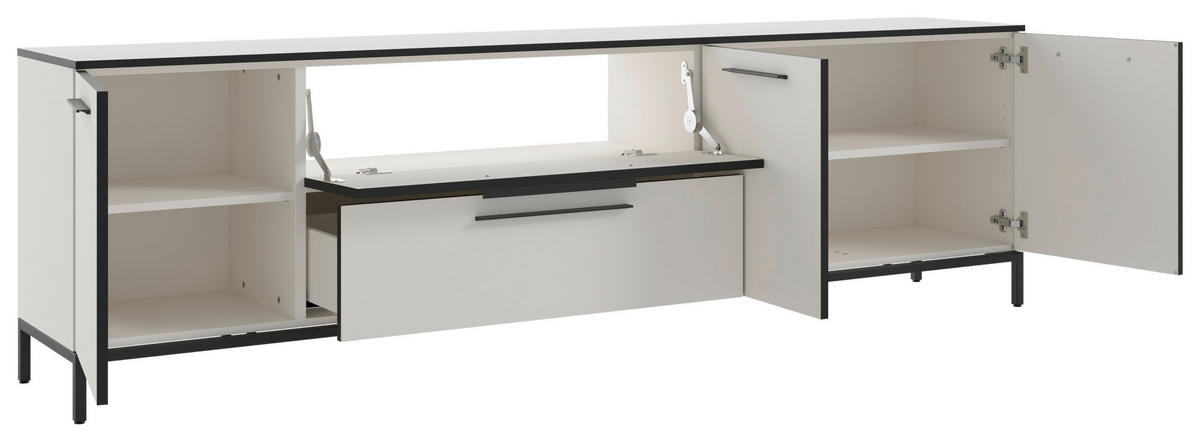 LOWBOARD Soul  in 225/66/40 cm  - Schwarz/Weiß, MODERN, Holzwerkstoff/Metall (225/66/40cm)