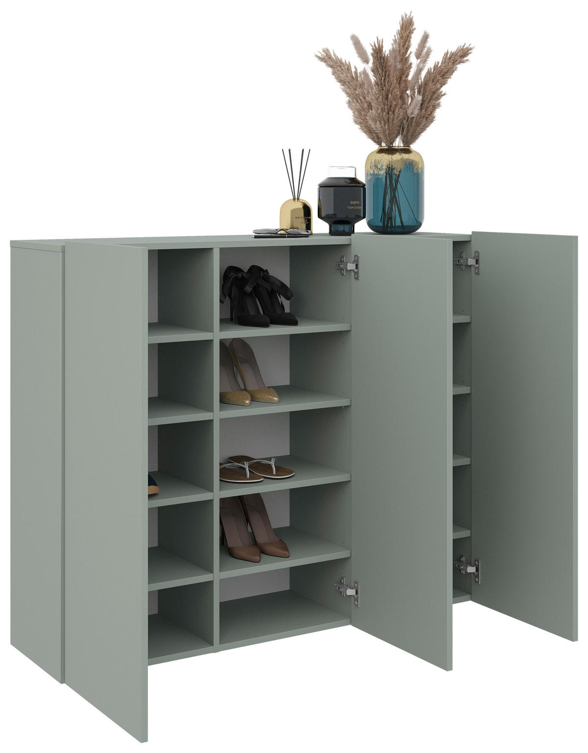 HÄNGESCHUHSCHRANK  in 120/100/34 cm  - vert, Design, matériau de bois (120/100/34cm) - Hom`in