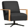 SESSEL in Echtleder Grau  - Wildeiche/Schwarz, Design, Leder/Holz (72/82/86cm) - Koinor