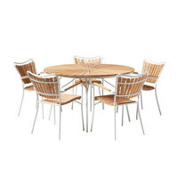 GARTENTISCHGRUPPE  - Weiß Hochglanz/Teakfarben, Natur, Holz/Metall (180/180/78cm) - Gardenson