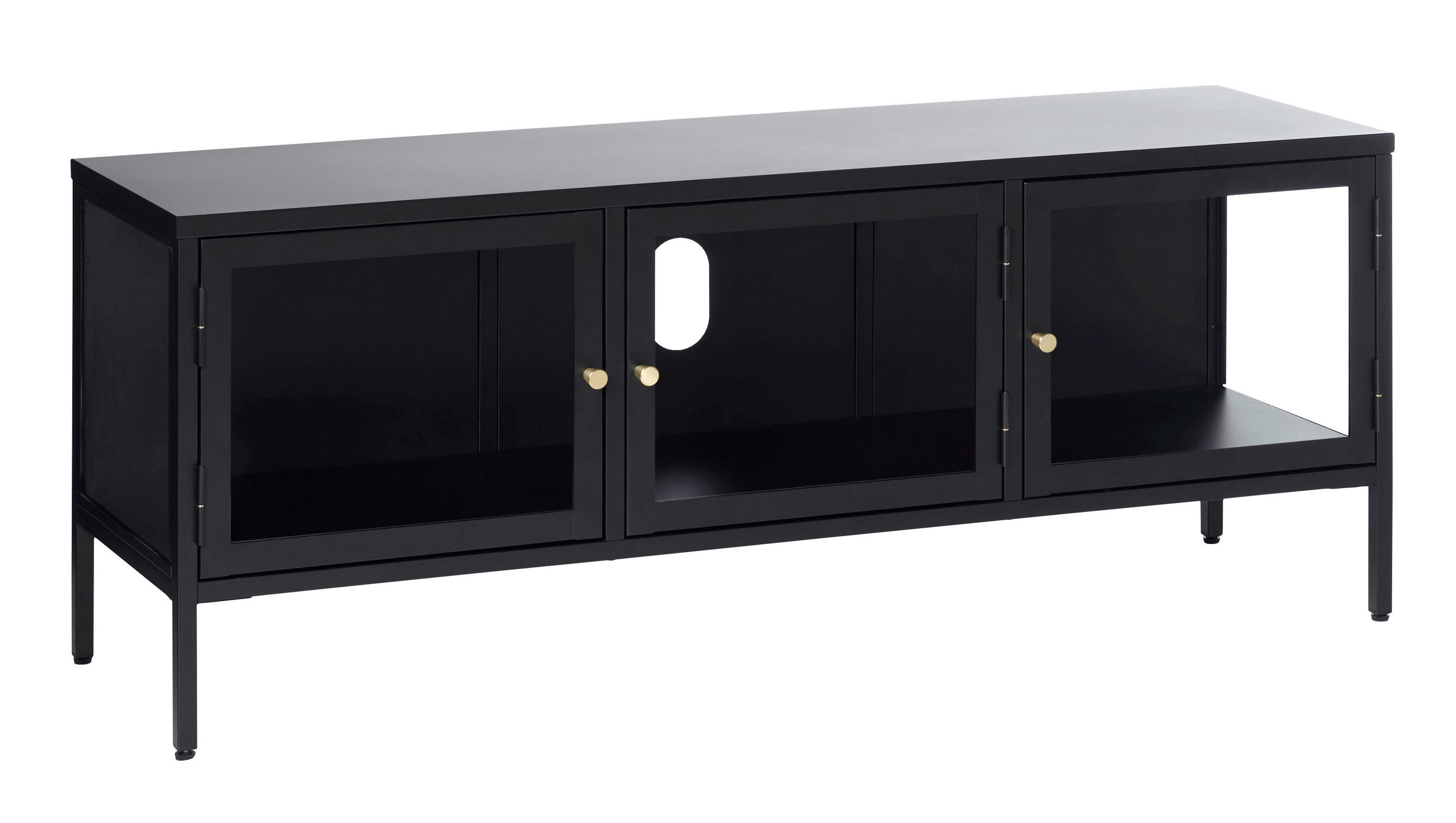 TV-ELEMENT 132/52/40 cm  - Goldfarben/Schwarz, Basics, Glas/Metall (132/52/40cm) - Livetastic