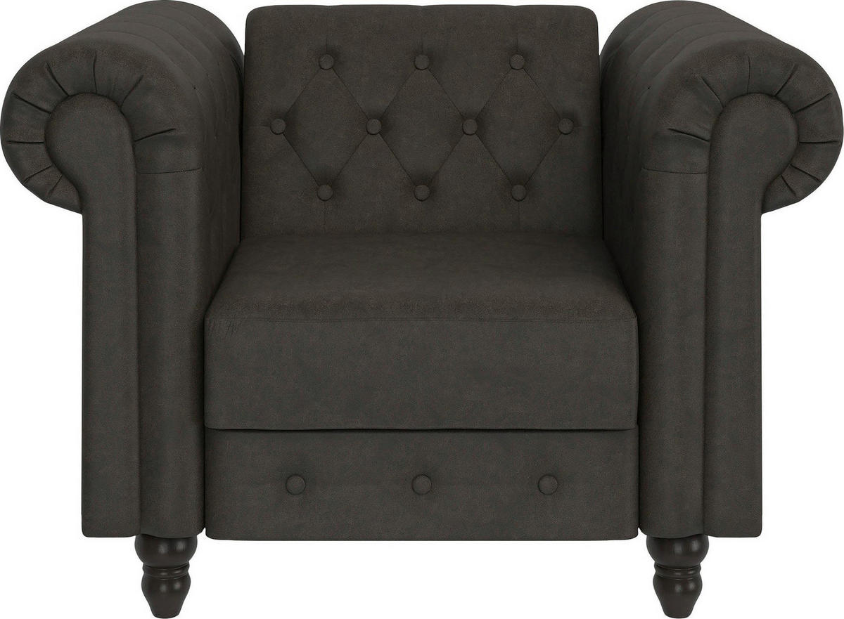 SESSEL in Mikrofaser Anthrazit  - Anthrazit/Schwarz, Basics, Holz/Textil (111/83/87cm) - Livetastic
