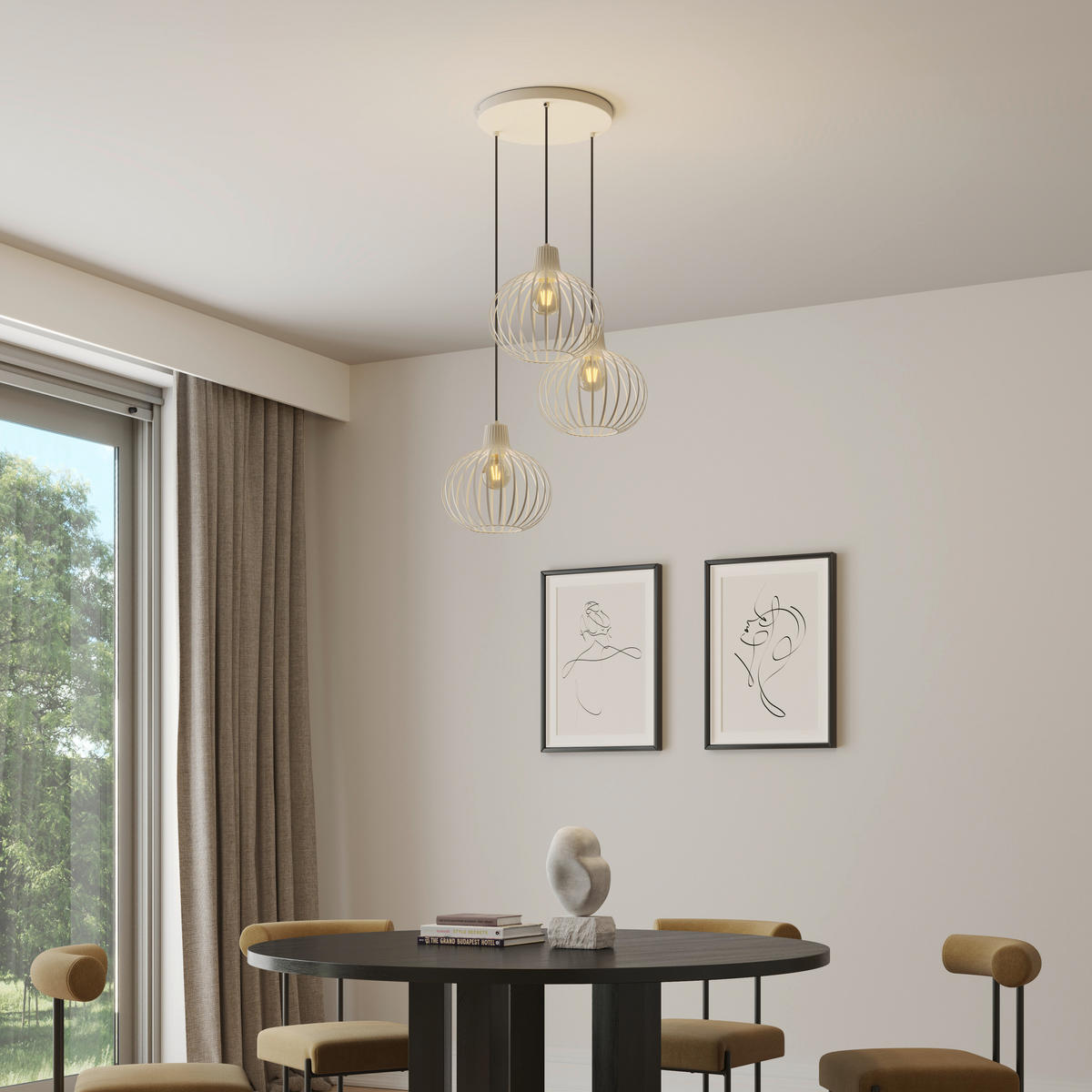 HÄNGELEUCHTE MATEO 50/120 cm   - Creme, Basics, Metall (50/120cm) - Globo