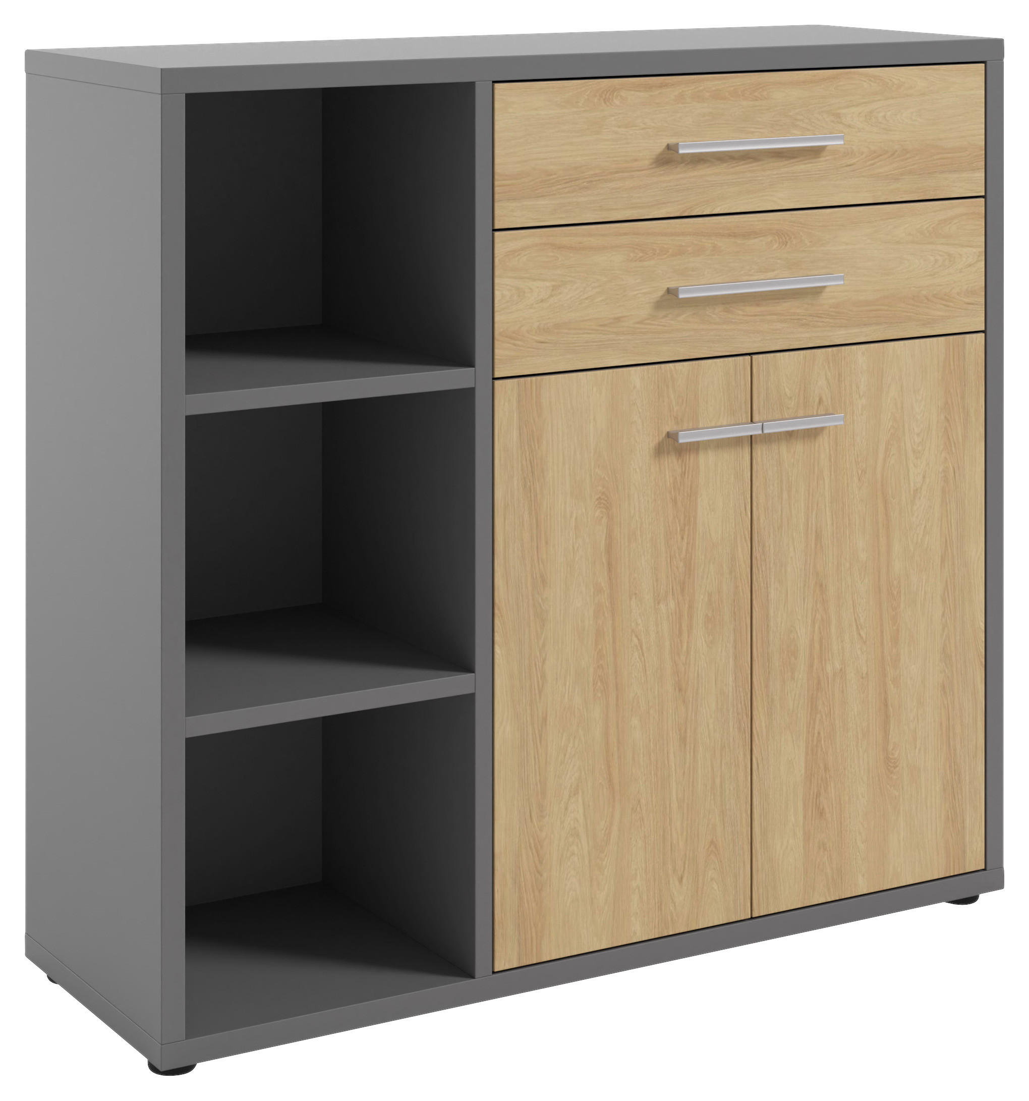 SIDEBOARD Texas  in 116,5/110/40 cm  - Dunkelgrau/Alufarben, MODERN, Holzwerkstoff/Kunststoff (116,5/110/40cm)