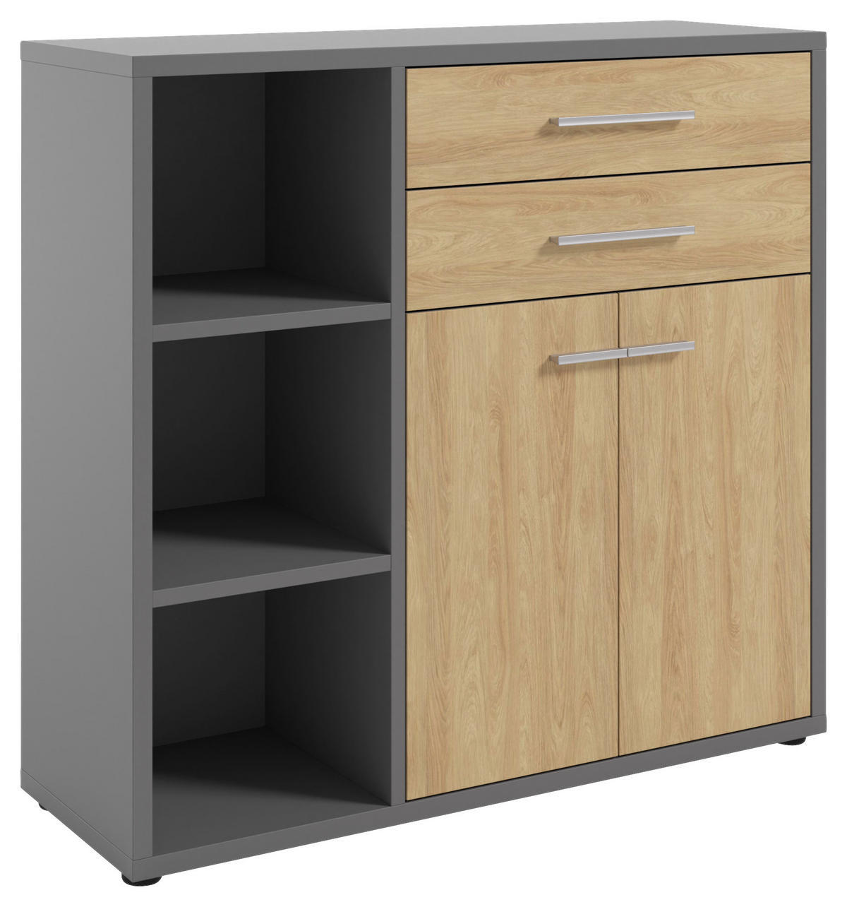 SIDEBOARD Texas  in 116,5/110/40 cm  - Dunkelgrau/Alufarben, MODERN, Holzwerkstoff/Kunststoff (116,5/110/40cm)