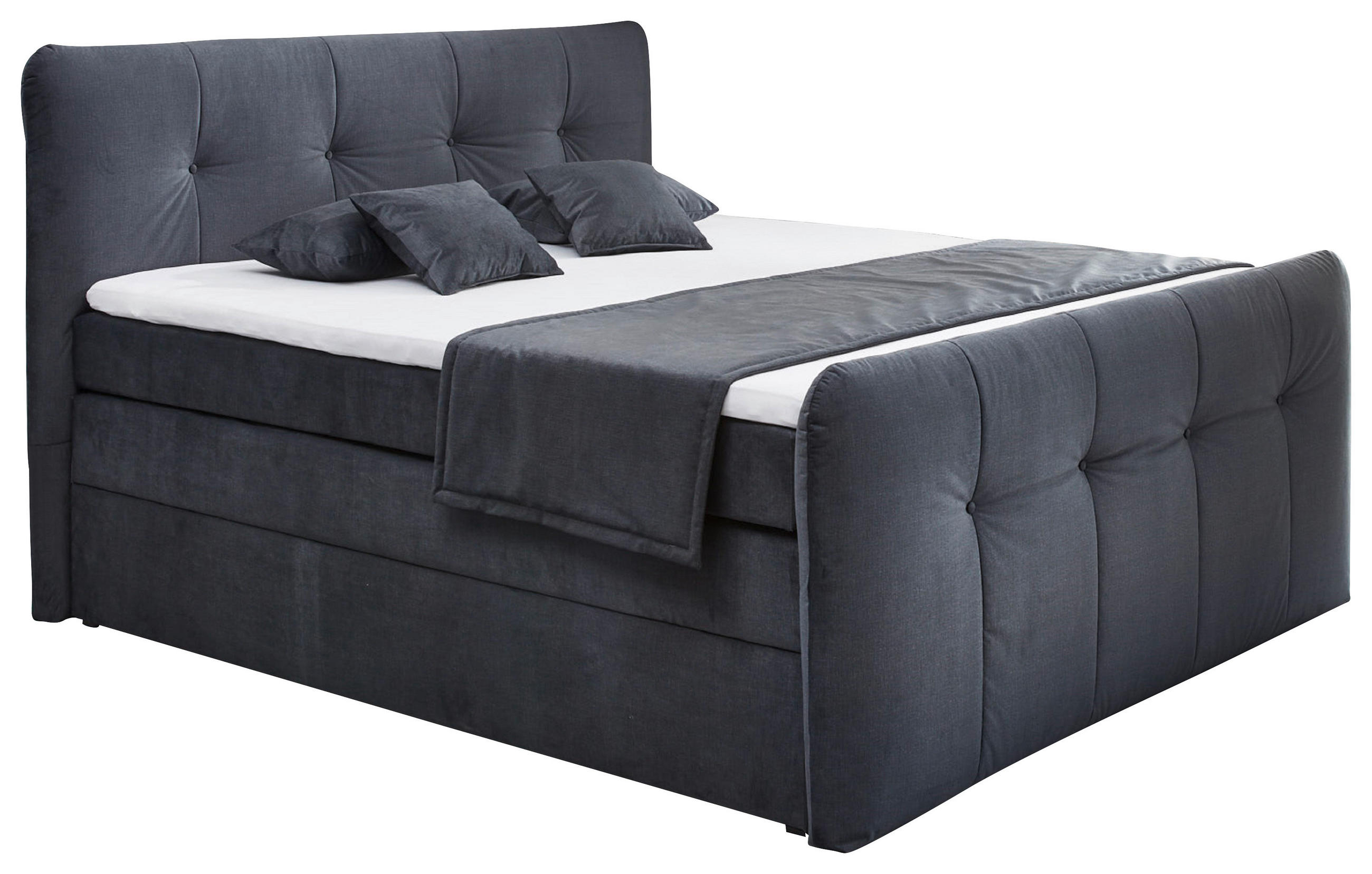 BOXSPRINGBETT 180/200 cm,  in Grau, Matratze, H4 = sehr fest  - Grau, KONVENTIONELL, Textil (180/200cm) - Carryhome
