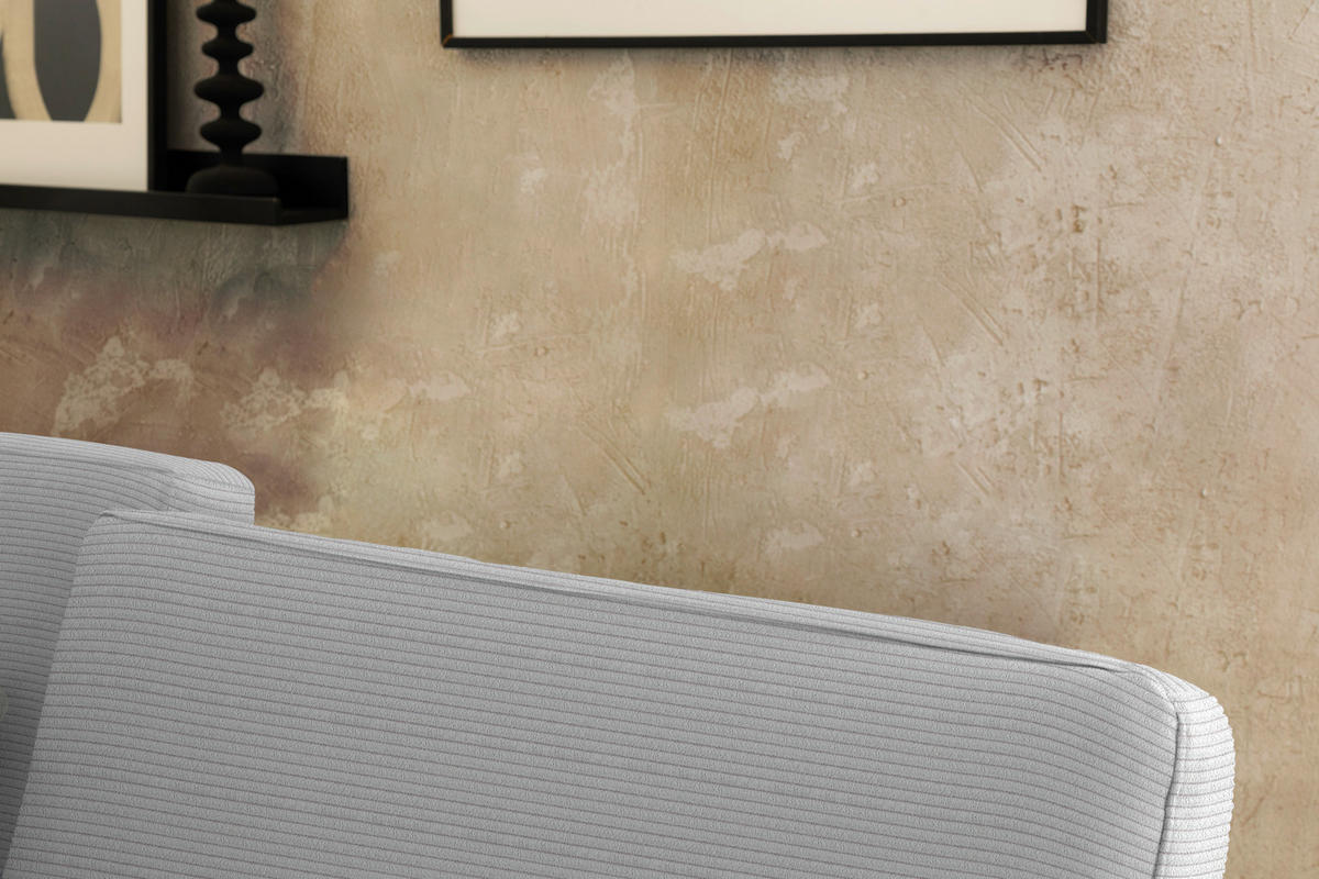 ECKSOFA Cord Hellgrau  - Hellgrau/Schwarz, Design, Textil/Metall (185/298cm) - Pure Home Lifestyle