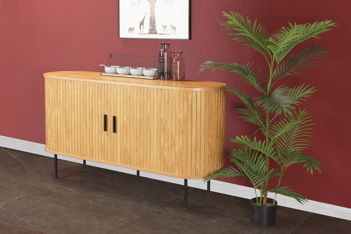 SIDEBOARD  in 140/76/40 cm  - Schwarz/Naturfarben, Design, Holzwerkstoff/Metall (140/76/40cm) - Livetastic