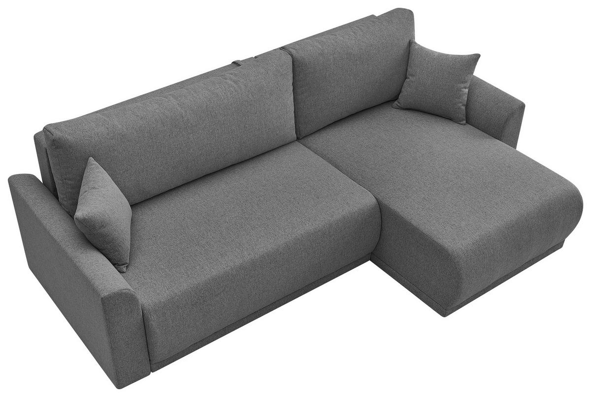 ECKSOFA KIMMY Grau Flachgewebe Zierkissen, Rückenkissen, Bettkasten  - Schwarz/Grau, Design, Kunststoff/Textil (233/146cm) - P & B