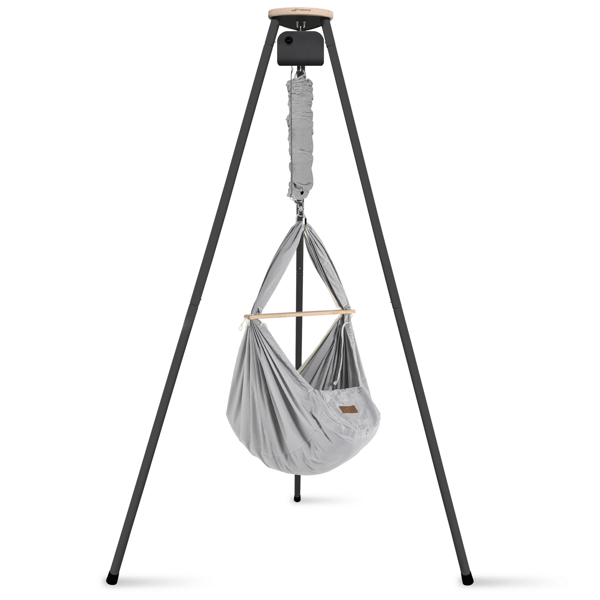 FEDERWIEGE Set inkl. Tipi-Gestell und Motor  Anthrazit, Grau  - Anthrazit/Grau, Basics, Kunststoff/Textil (135/194/135cm) - SCHMUSEWOLKE