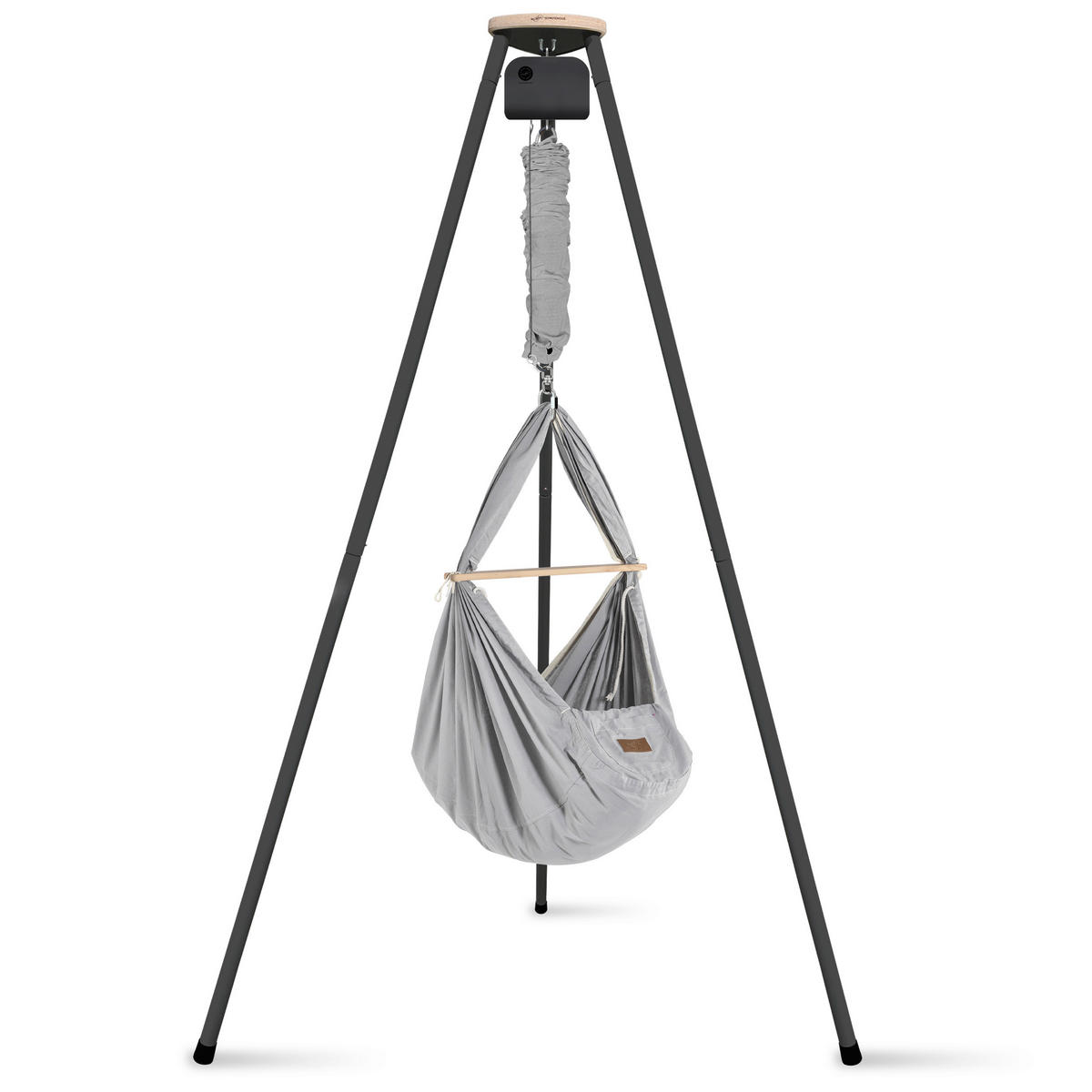 FEDERWIEGE Set inkl. Tipi-Gestell und Motor  Anthrazit, Grau  - Anthrazit/Grau, Basics, Kunststoff/Textil (135/194/135cm) - SCHMUSEWOLKE