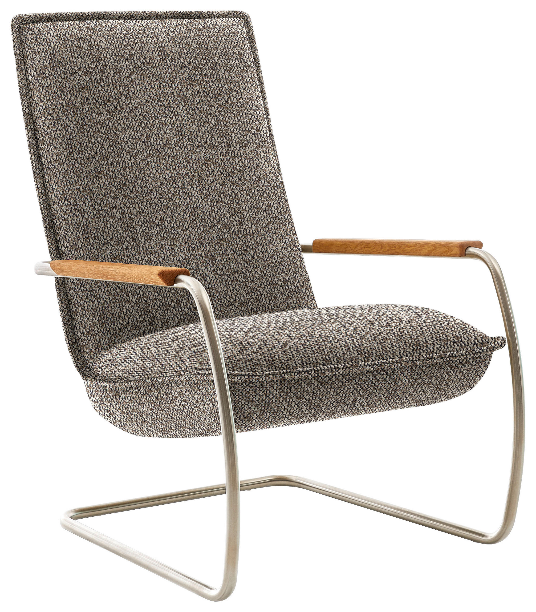 SESSEL in Flachgewebe Braun  - Edelstahlfarben/Eichefarben, Design, Holz/Textil (76/105/87cm) - Livetastic