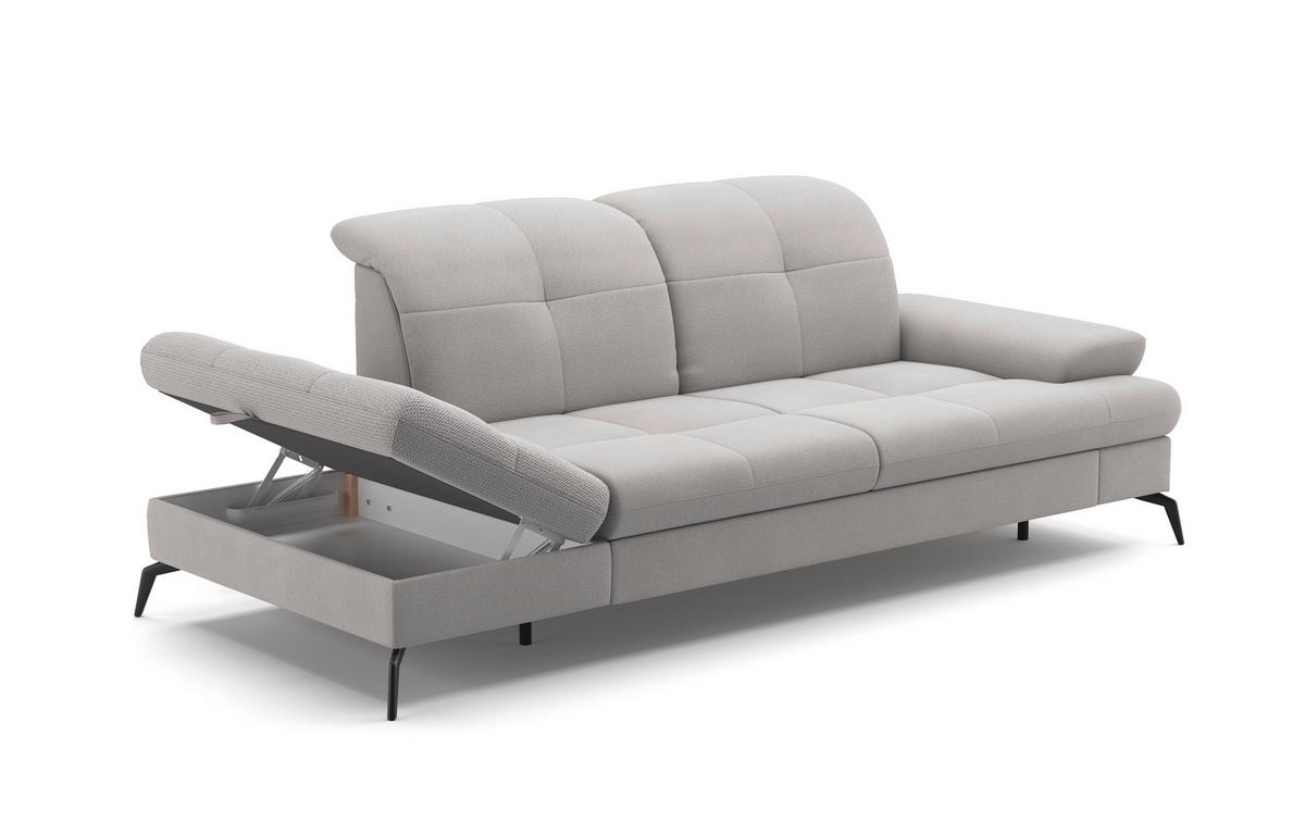 RÉCAMIERE in Flachgewebe Silberfarben  - Silberfarben/Schwarz, Konventionell, Textil/Metall (231/90/122cm) - Sit & More