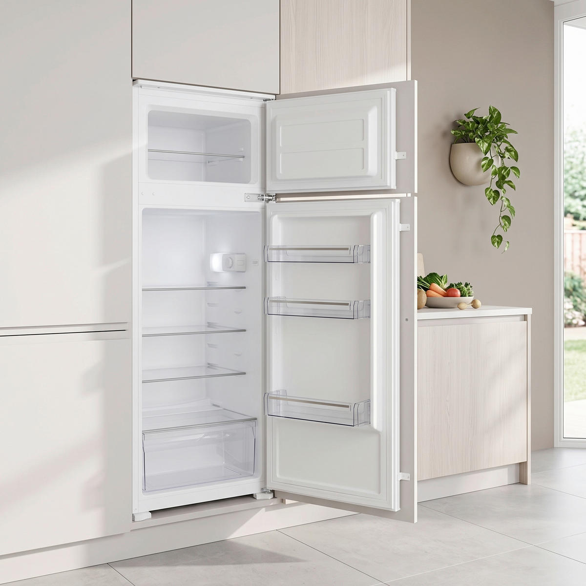 KÜHL-GEFRIER-KOMBINATION EKHTMFSE  - Weiß, Basics, Glas/Kunststoff (54/145/54cm) - Mican
