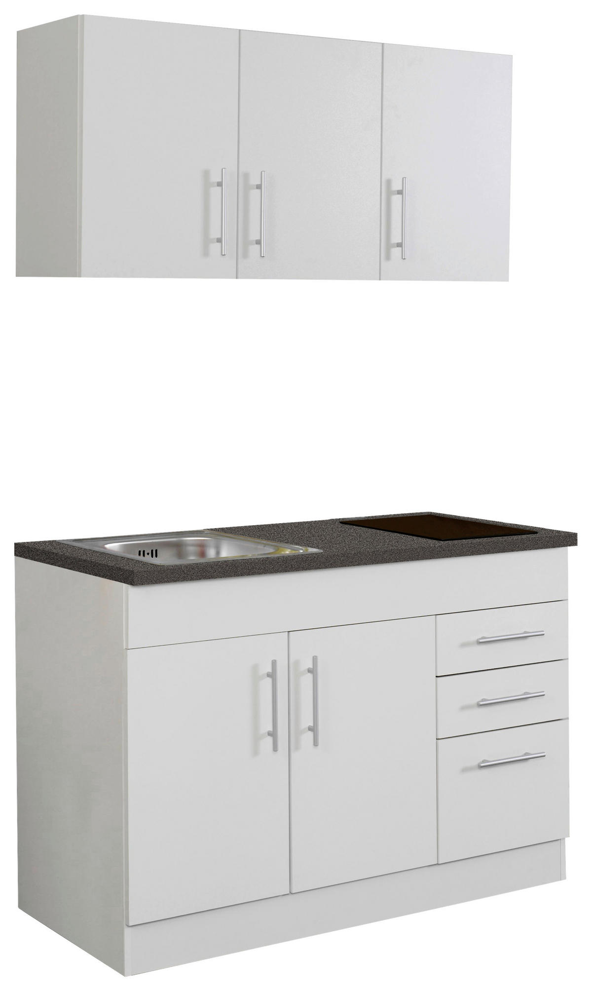 MINIKÜCHE 120 cm   in Weiss  - Chromfarben/Weiss, Modern, Holzwerkstoff/Metall (120cm) - Held