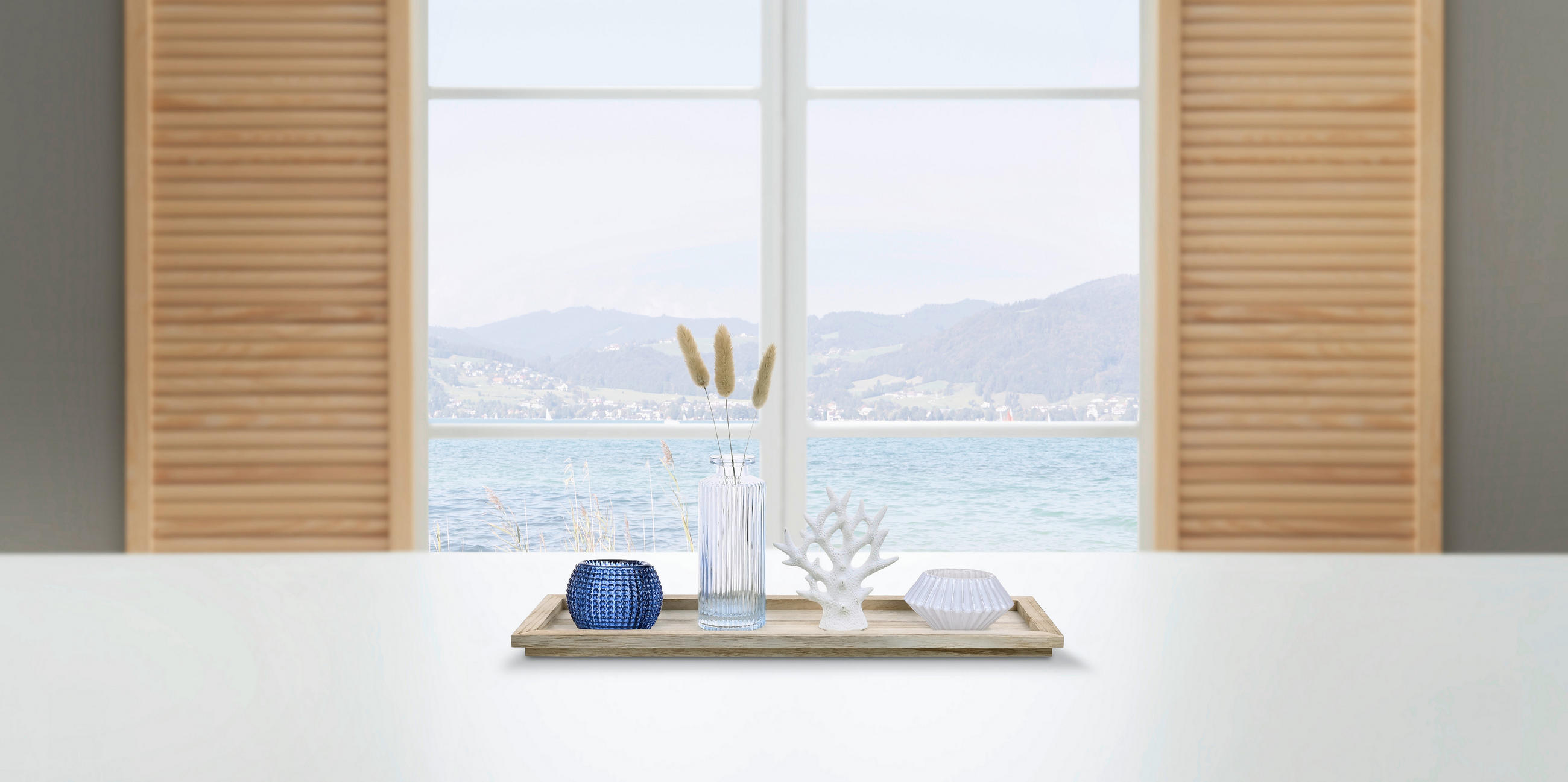 KERZENHALTER-SET - Multicolor, LIFESTYLE, Glas/Naturmaterialien (40/12,5/19,5cm) - Ambia Home