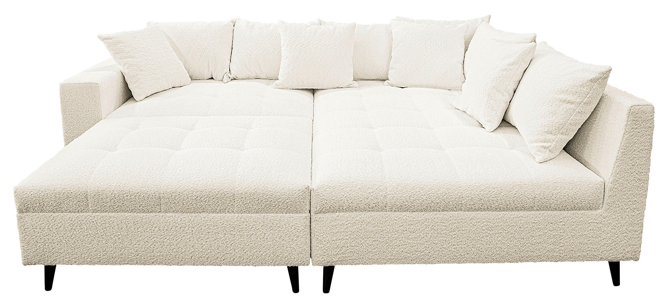 Ecksofa inkl. Hocker Weiß Bouclé  - Schwarz/Weiß, Design, Holz/Textil (247/174cm) - MID.YOU