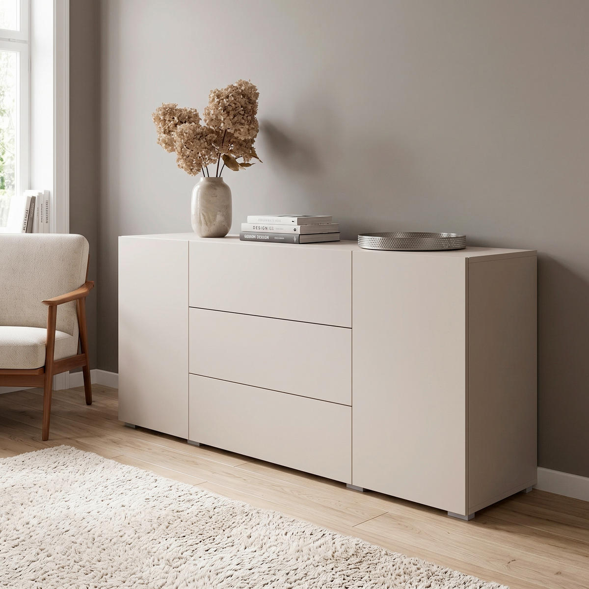 SIDEBOARD Berlin 150/68/38,5 cm 3 Schublade(n)  - Kaschmir/Grau, Design, Holzwerkstoff/Kunststoff (150/68/38,5cm) - P & B