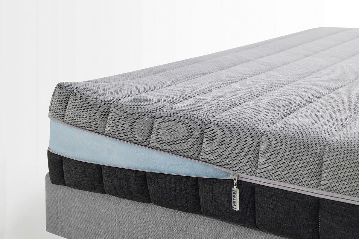 KOMFORTSCHAUMMATRATZE Optimum Support 140/200 cm Höhe ca. 16 cm  - Schwarz/Grau, Basics, Textil (140/200cm) - Yatas