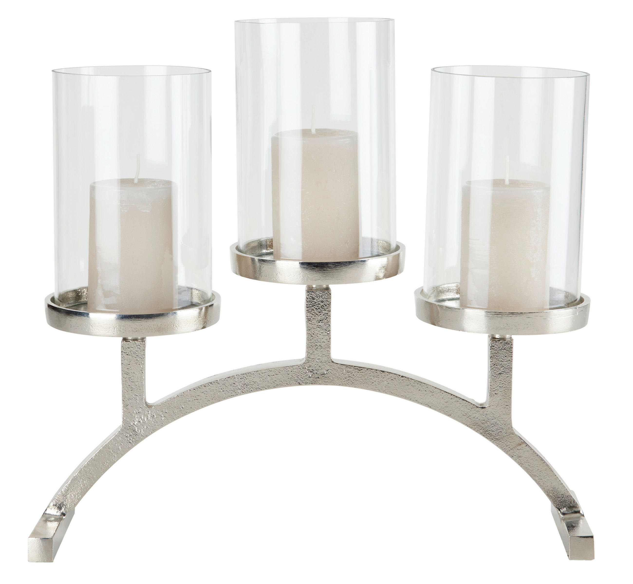 SVEČNIK - barve niklja, Design, kovina/steklo (35,5/10,5/19cm) - Ambia Home