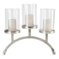 SVEČNIK - barve niklja, Design, kovina/steklo (35,5/10,5/19cm) - Ambia Home