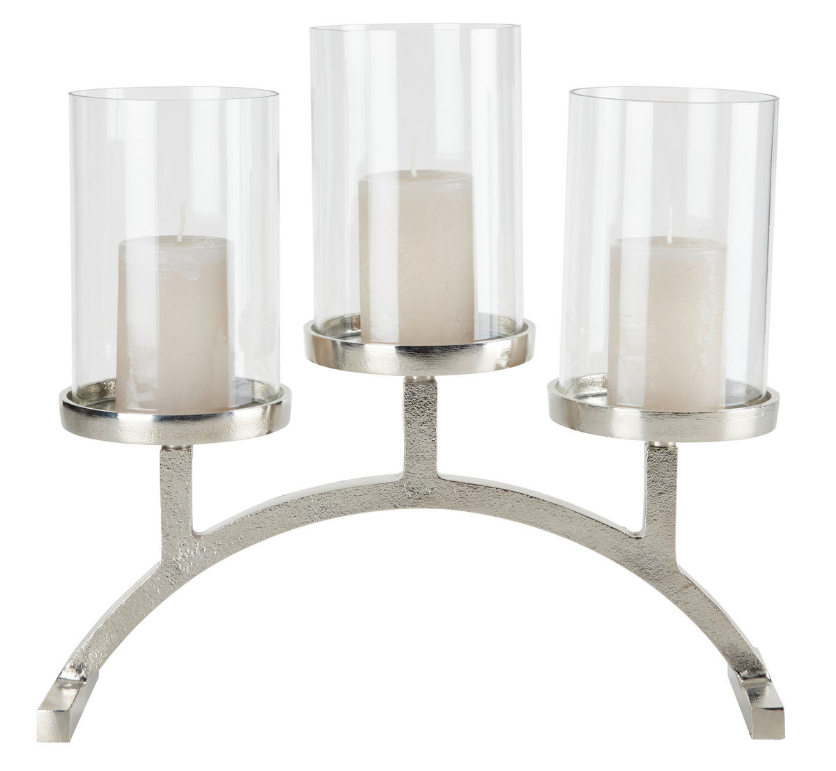 SVEČNIK - barve niklja, Design, kovina/steklo (35,5/10,5/19cm) - Ambia Home