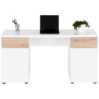 SCHREIBTISCH 140/55/75 cm  in Eichefarben, Weiß  - Eichefarben/Weiß, MODERN, Holzwerkstoff/Kunststoff (140/55/75cm) - MID.YOU