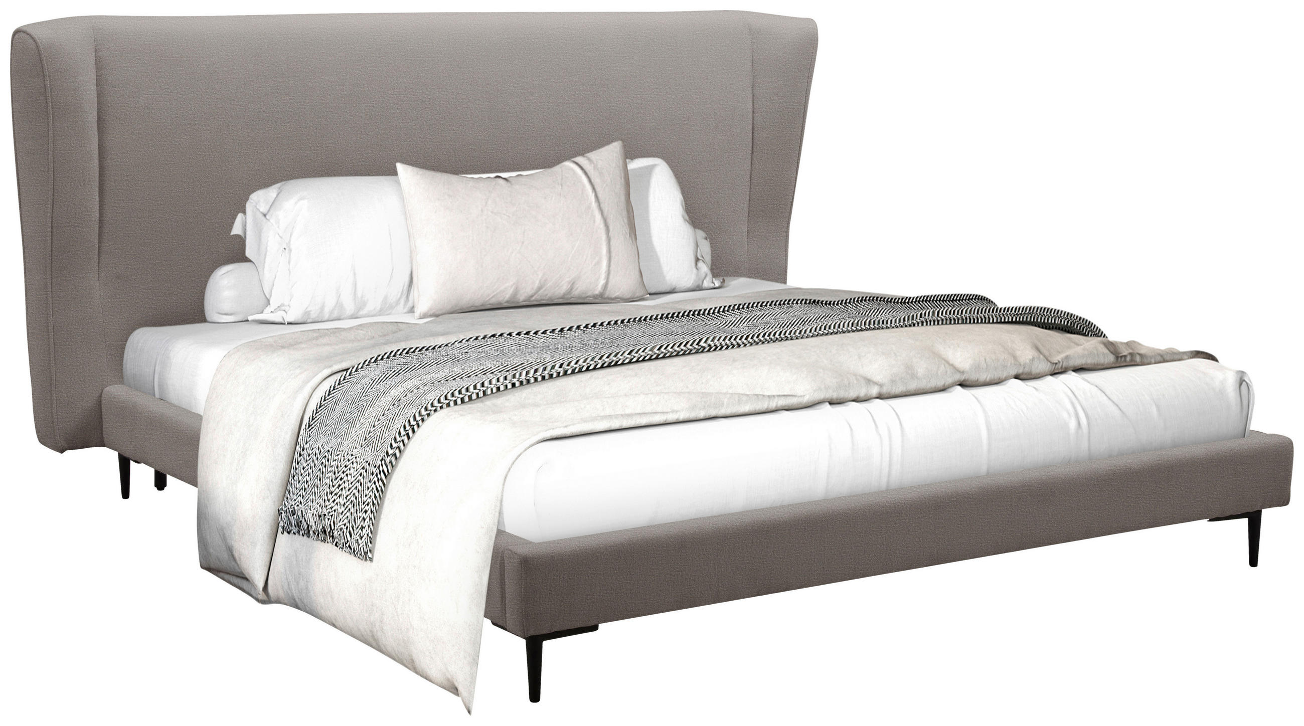 TAPECIRANI KREVET   180/200 cm   bež  - bež/crna, Moderno, drvo/metal (180/200cm) - Livetastic