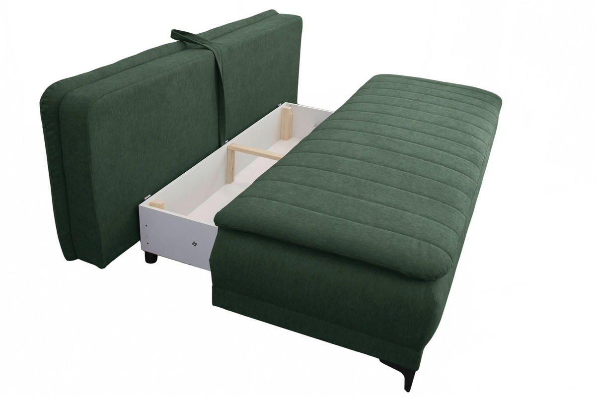 SCHLAFSOFA  mit Liegefunktion Flachgewebe Grün  - Schwarz/Grün, Basics, Textil/Metall (202/98/78cm) - Livetastic