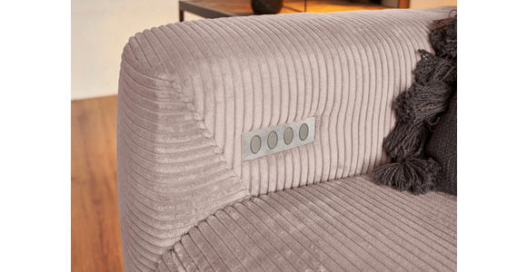 ECKSOFA in Cord Rosa  - Schwarz/Rosa, KONVENTIONELL, Textil/Metall (266/180cm) - Hom`in