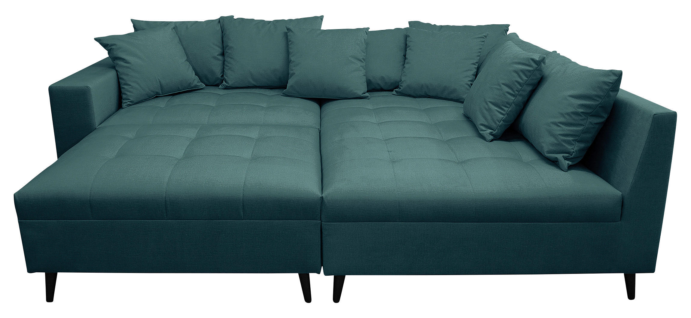 Ecksofa inkl. Hocker Petrol Mikrofaser  - Petrol/Schwarz, Design, Holz/Textil (247/174cm) - MID.YOU